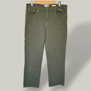 Kensie Vintage Luxe Olive Green Distressed Raw Hem The Slim Jeans Womens Size 12
